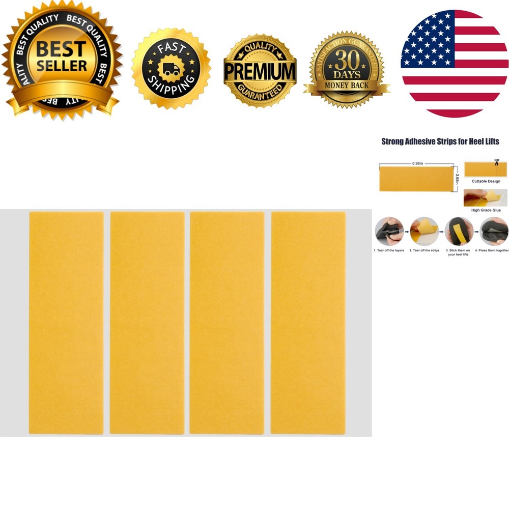 Yellow Heel Lift Adhesive Mesh Strips - Secure Height Increase Solution | 4 Pcs