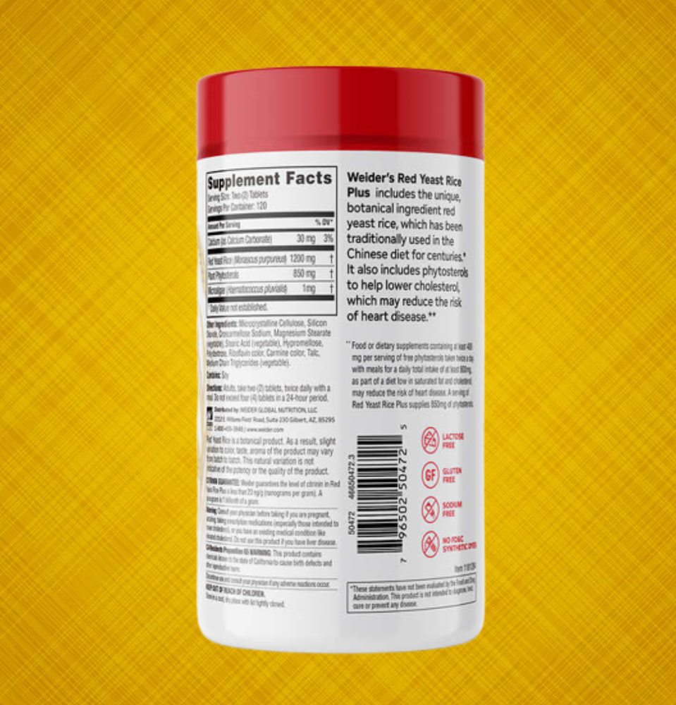 Weider Red Yeast Rice Plus 1200 mg., 240 Tablets