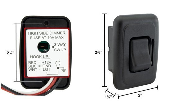 RV Toggle Style Light Switch with High-Side Dimmer 12V DC