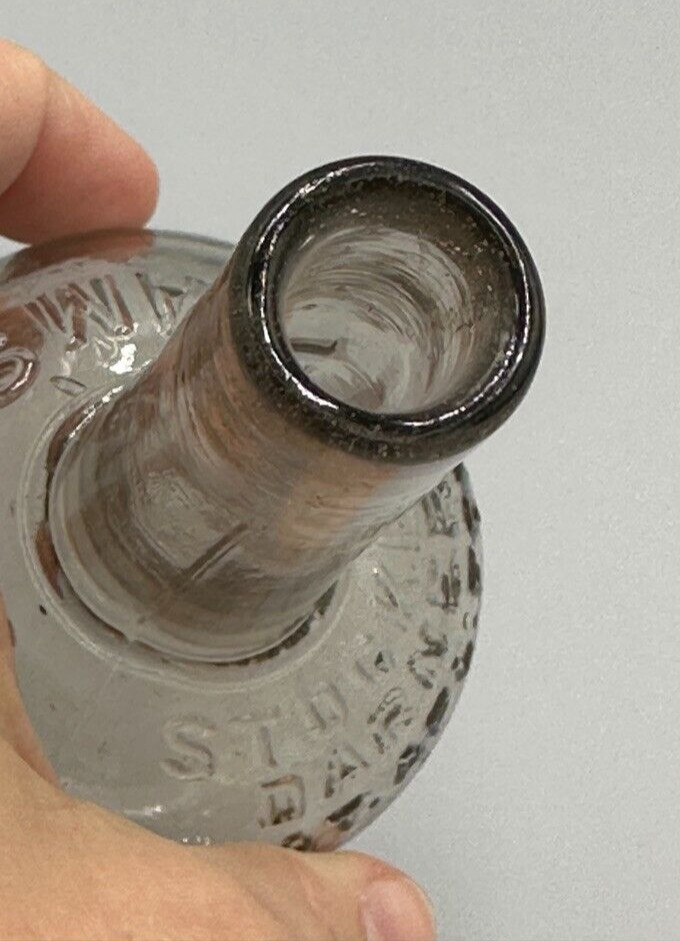 1913 STOCKING DARNER - AMSTER Glass CANDY CONTAINER Antique E&A 703