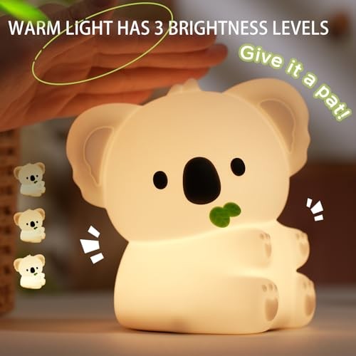 Night Light, 7 Colors Dimmable Bedside Lamp, Touch Control Night Lamp Koala