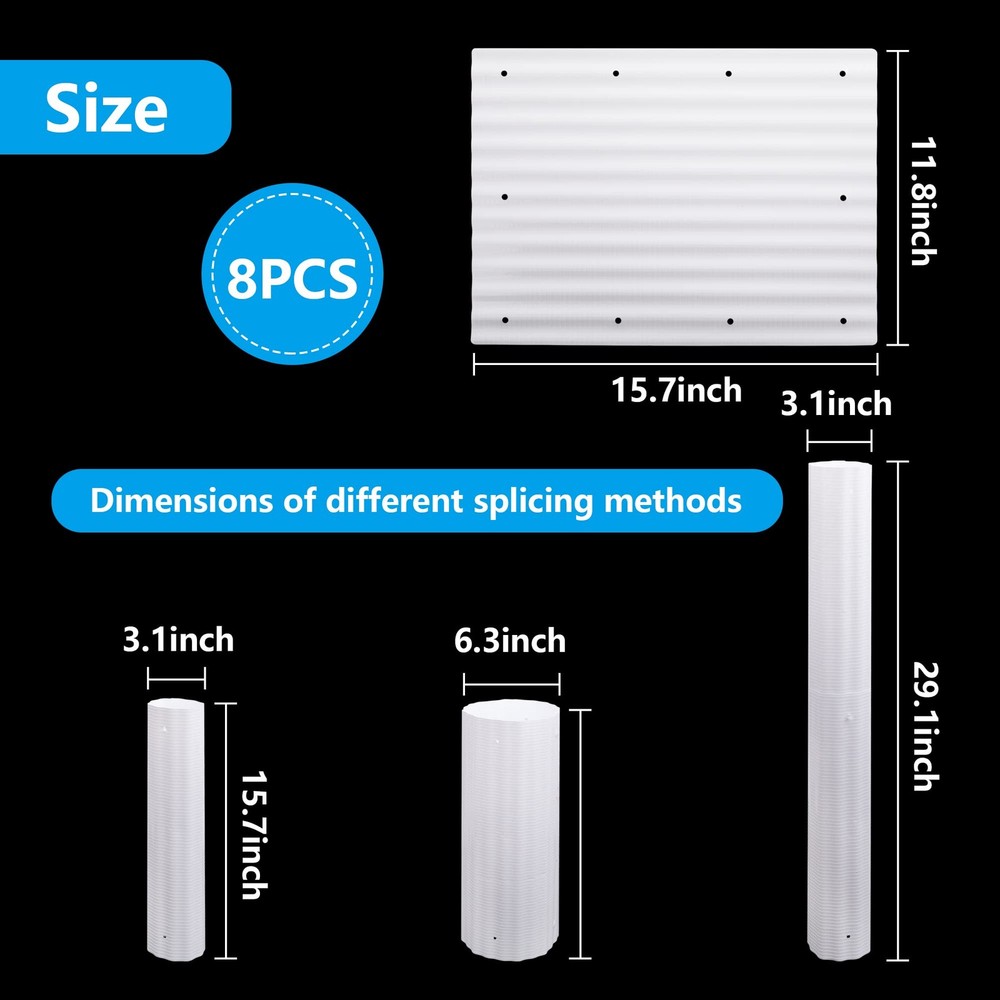 4pcs Expandable Tree Guards,Flexible Bark Protector,Tree Trunk white