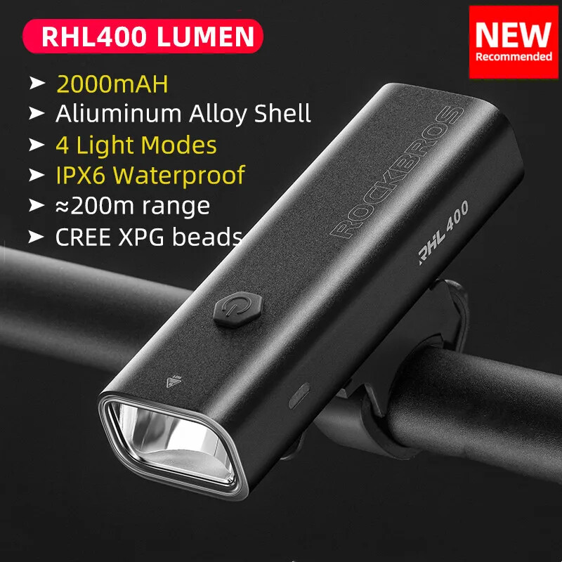 Bike Light Headlight Bicycle Handlebar FrontLamp MTB USB Rechargeable Flashlight