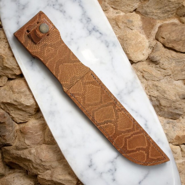Fixed Blade Knife Sheath Fits up to 7in Long Blade Tan Brown Snake Python Style