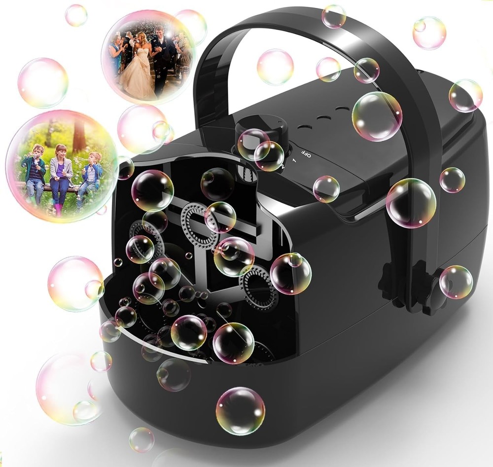 Bubble Machine Durable Automatic Blower, 18000+ Big Bubbles Per Black