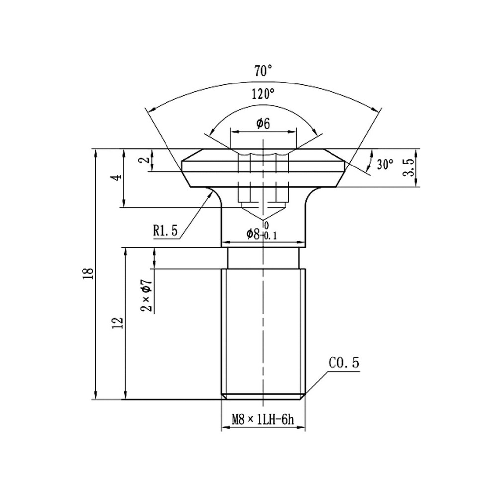 SM815.18L LEFT HAND INSERT SCREW (2100-0051)