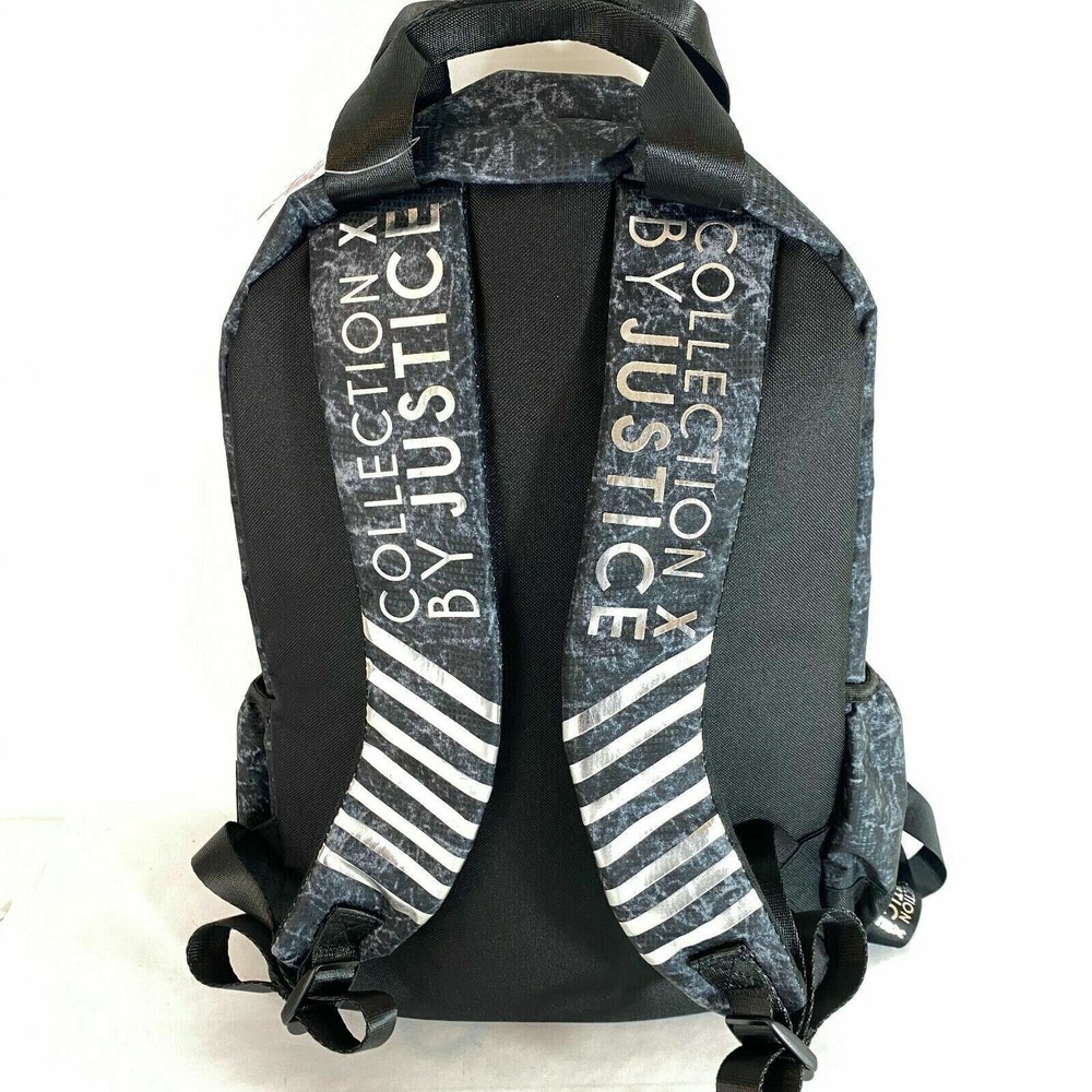 NEW Justice Collection X Tie Dye Black White Silver Backpack Bookbag