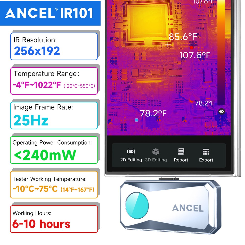 Thermal Imaging Camera IR Resolution 256X192 25Hz Frame Rate Android USB-Type-C