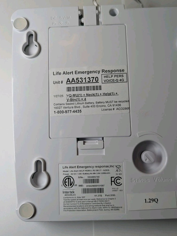 Life Alert Help Emergency System Pers LTE 915 Base Unit Only