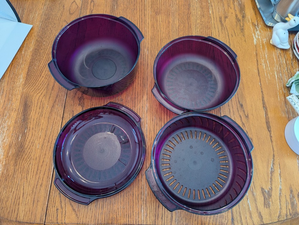 Tupperware Microwave Stack Cooker Steamer Purple 4 Piece Set