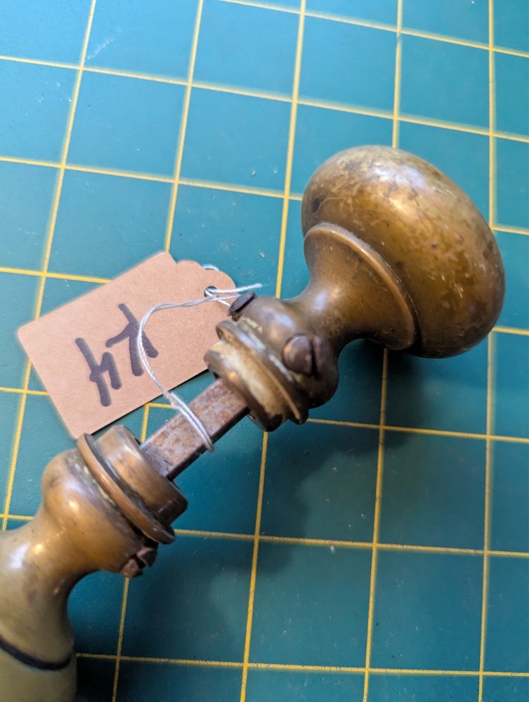Antique Solid Brass Small Door Knob Set Porch or Screen Door 1 5/8" Knobs K4