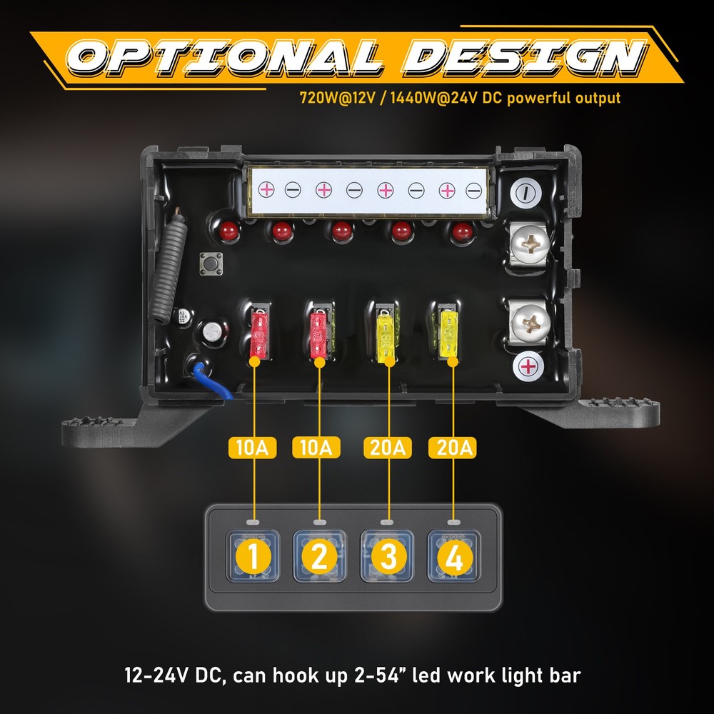 For Jeep Gladiator Wrangler Wireless 4 Gang Switch Panel LED Lights Control Box