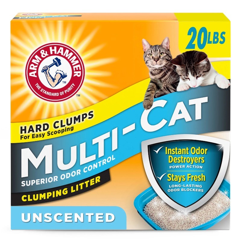 (4 pack) ARM & HAMMER Multi-Cat Clumping Litter Unscented, 20 lb
