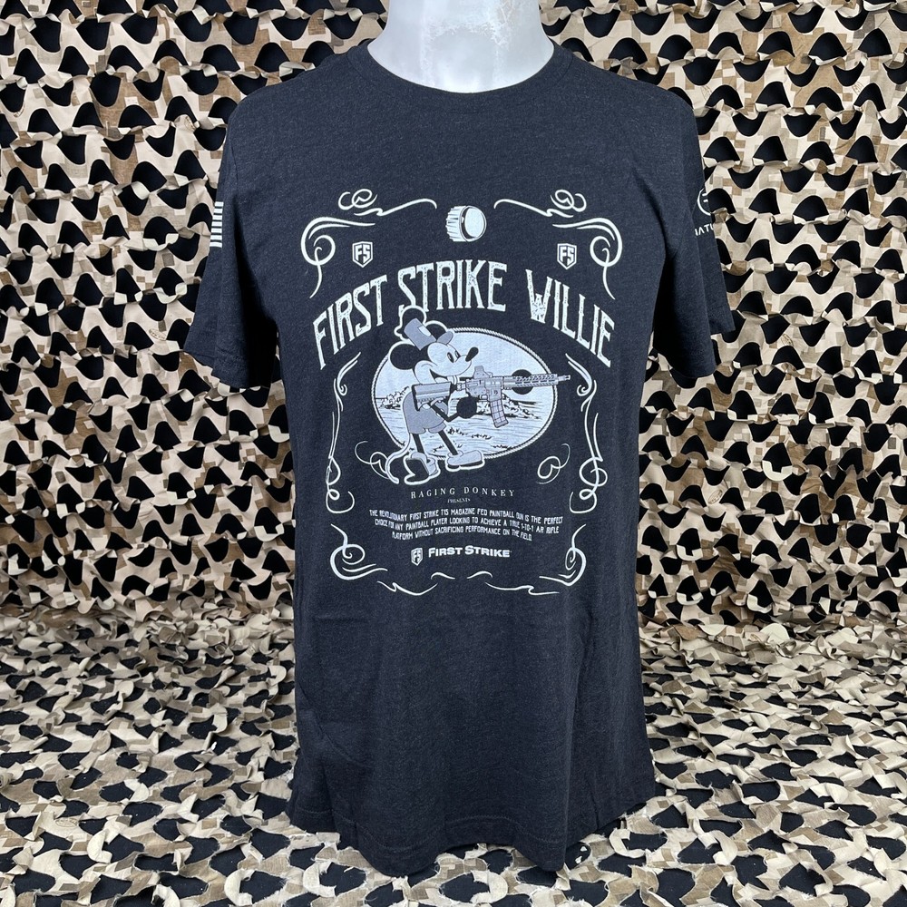 NEW First Strike Willie T-Shirt - Heather Grey - Medium