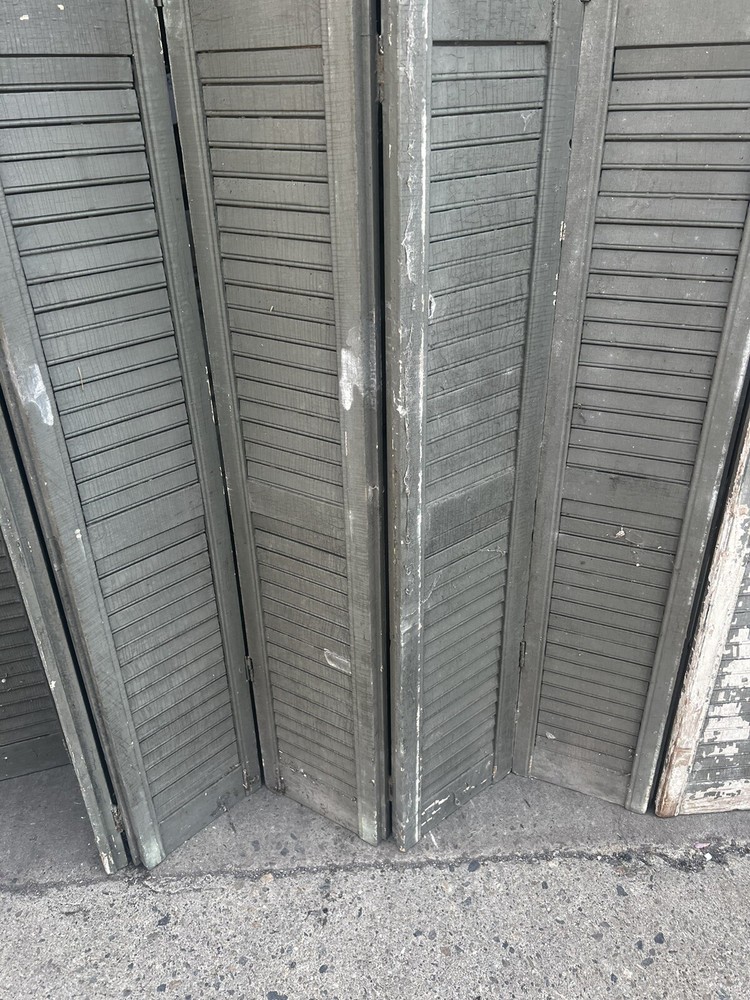 MASSIVE 8 panel shutter screen c1890 - 88” h x 75.5” wide - louvered & hinged