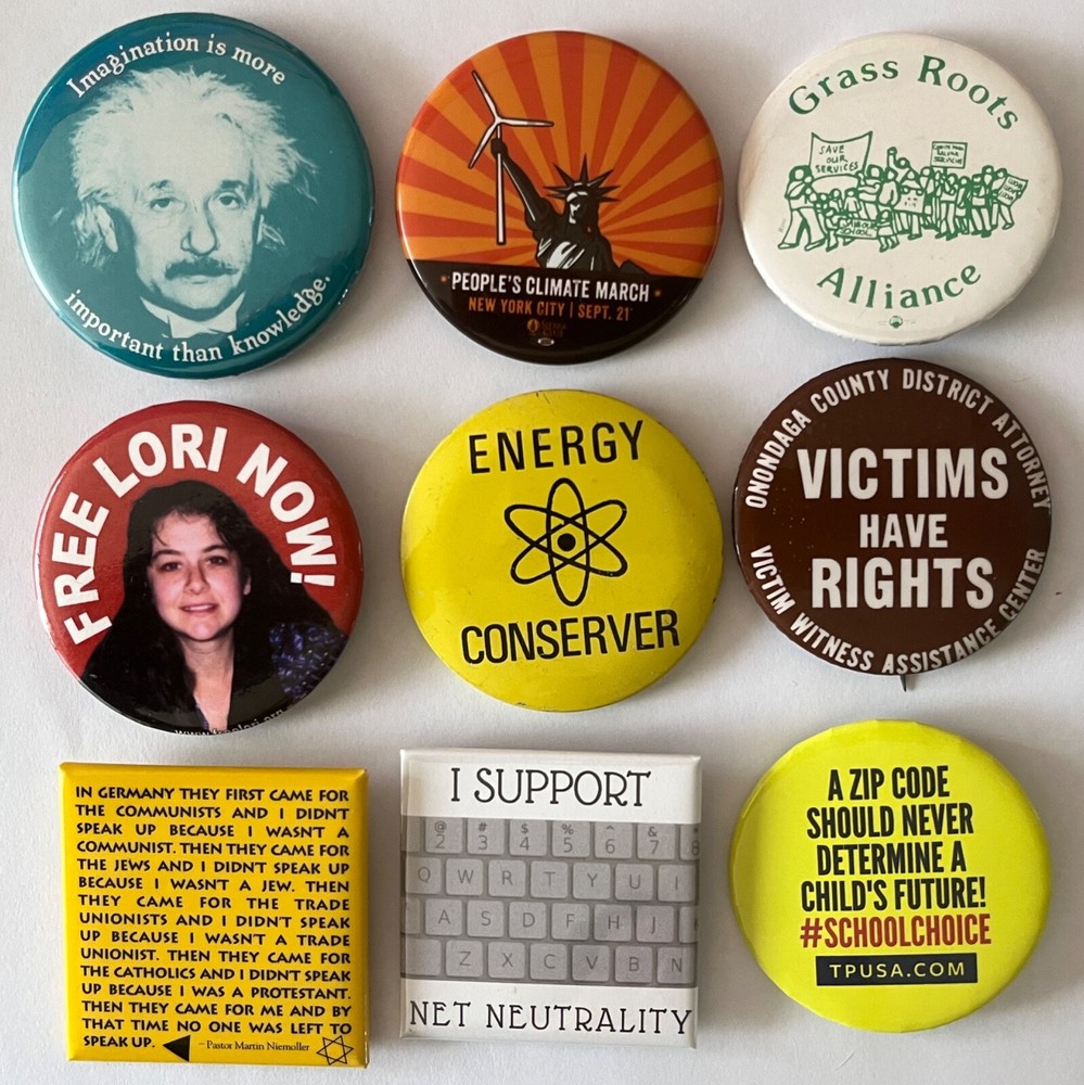 Cause Protest buttons Climate Energy Education Net Neutrality Einstein lot