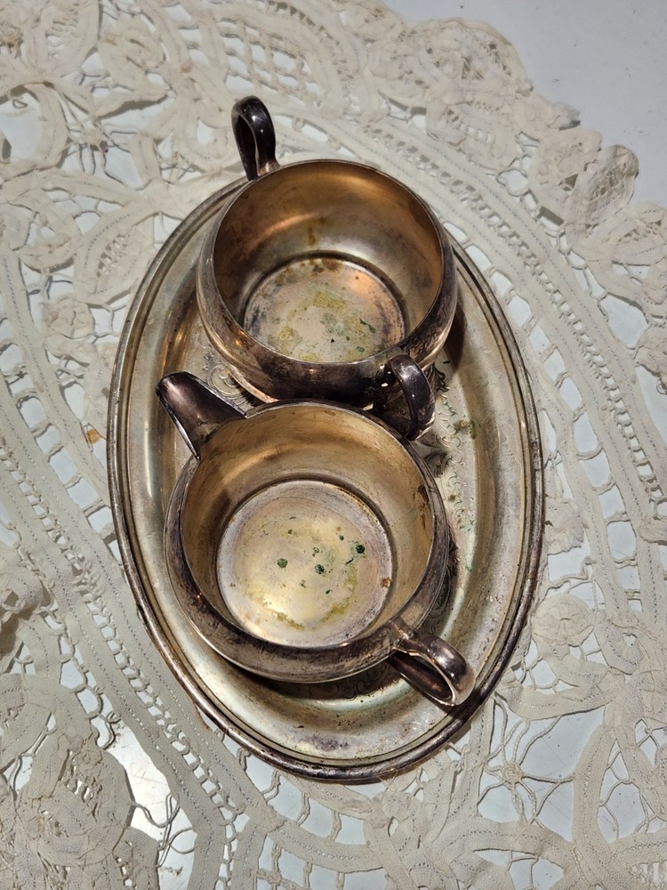 vintage silver plate cream and sugar set