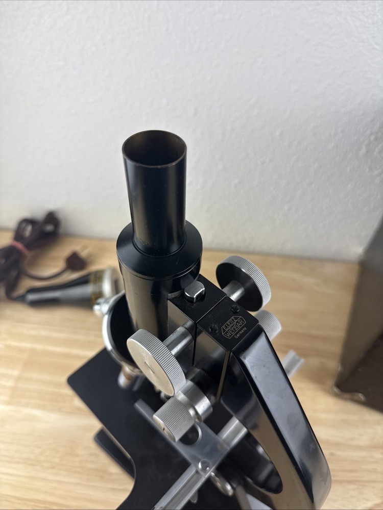 Vintage Ernst Leitz Wetzlar Microscope With Case, Lenses, W/ Extras - READ