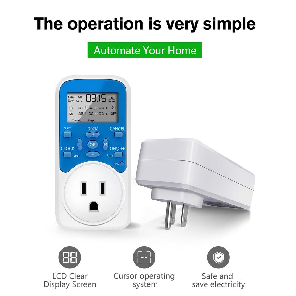 Timer Outlet, Programmable 110V/220V Pump Timer Switch, Minimum Setting by Secon