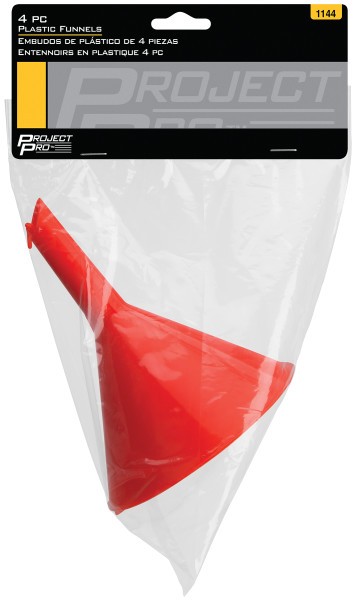 Performance Tool 1144 Funnel; Round; Red; Plastic; 4 Pieces