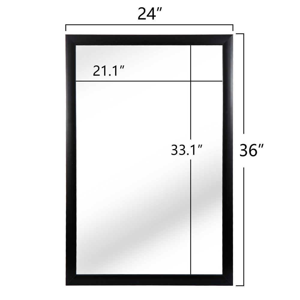 24''×36'' Wall-Mounted Bathroom Mirror Rectangular Make Up Mirror Bedroom Home