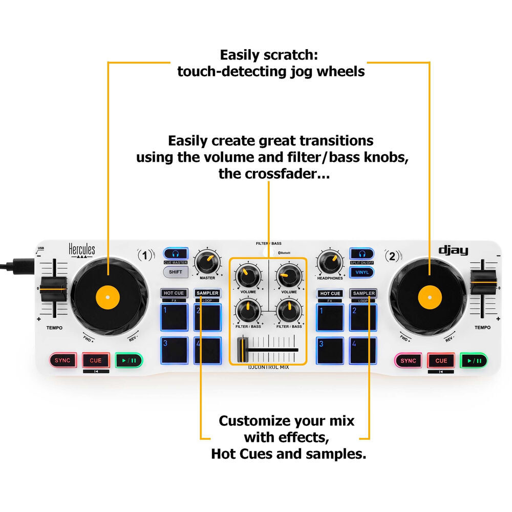 Hercules DJControl Mix DJ Software Controller w/ Hercules DJ Headphones Bundle