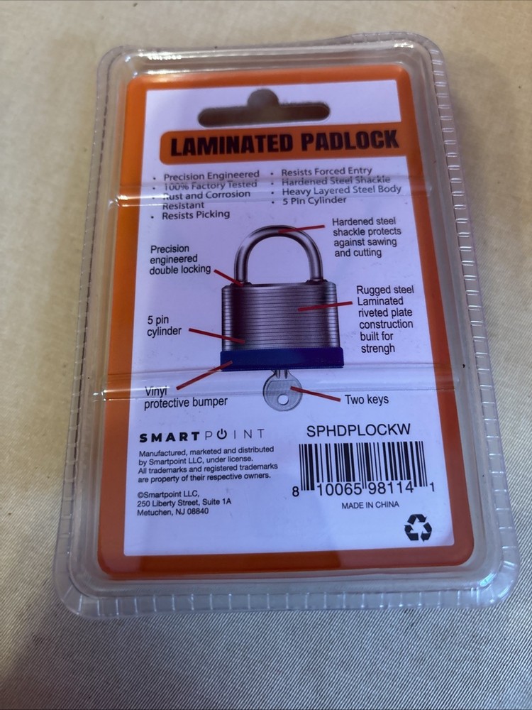 Work Point Laminated Padlock 1/2 Inch Shackle Includes 2 Keys