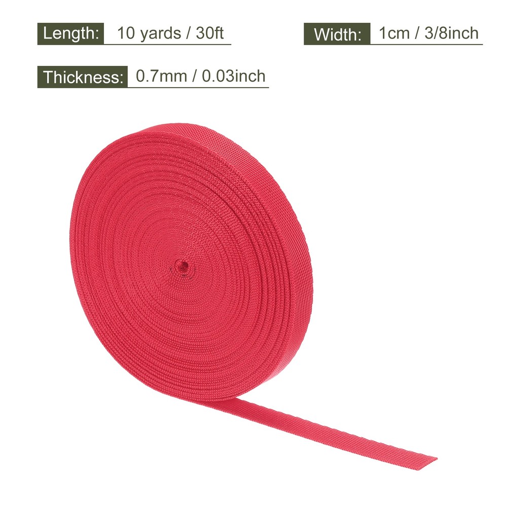 Flat Nylon Webbing Strap 3/8 Inch 10 Yards Light Red for Backpack