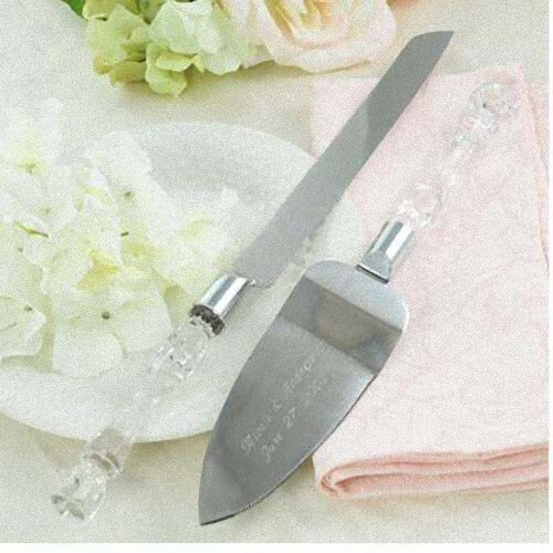 Cutting Cake Knife Silver Blade Cake Server Set Wedding Anniversary Engagement