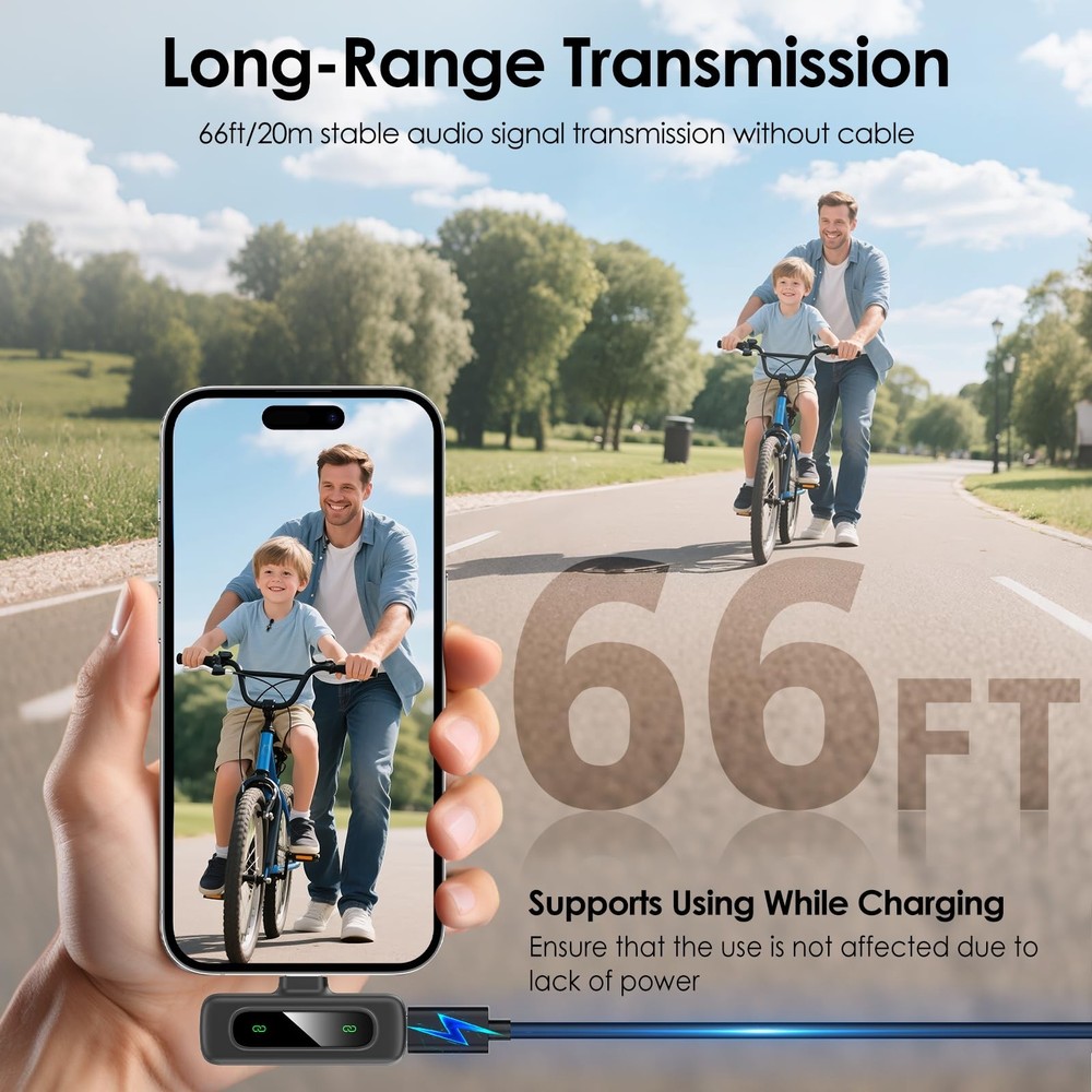 USB C Mini Wireless Lavalier Microphone for iPhone/Android,Lapel Mic