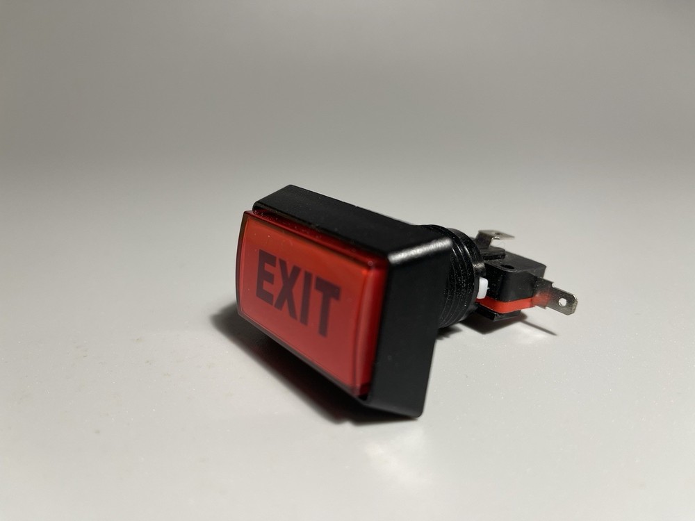 New Arcade Rectangle EXIT Button LED Push Illumilated With Microswitch