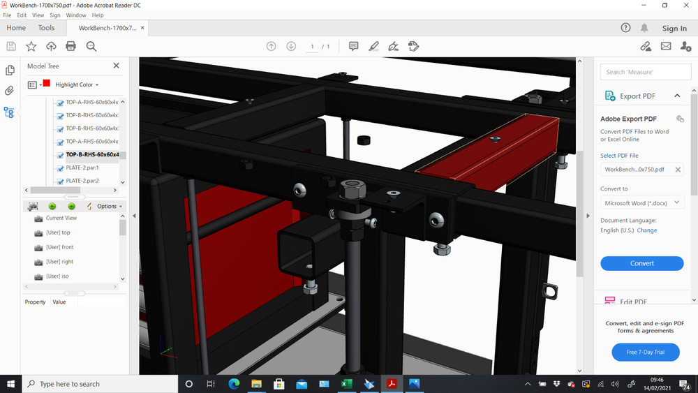 Workshop / Welding Bench 1900x850 3D Model in 3D PDF Format