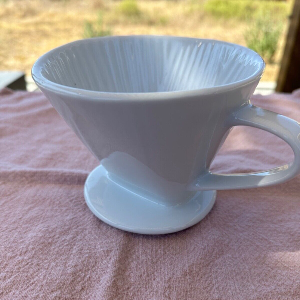 Ceramic 4 Cup Coffee Dripper for Pour Over with Attached Base