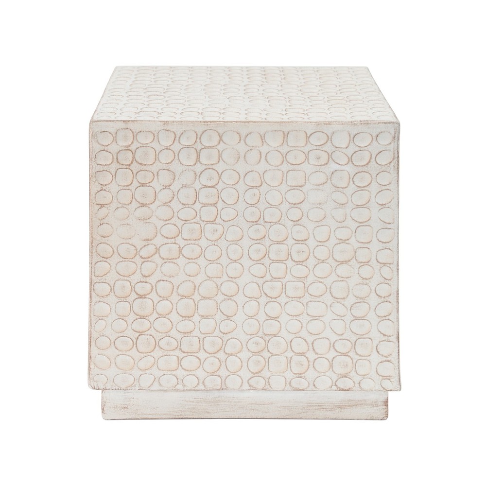 Modern Fluted Cube Side Table 15" MGO Coffee Table, Antique Brown