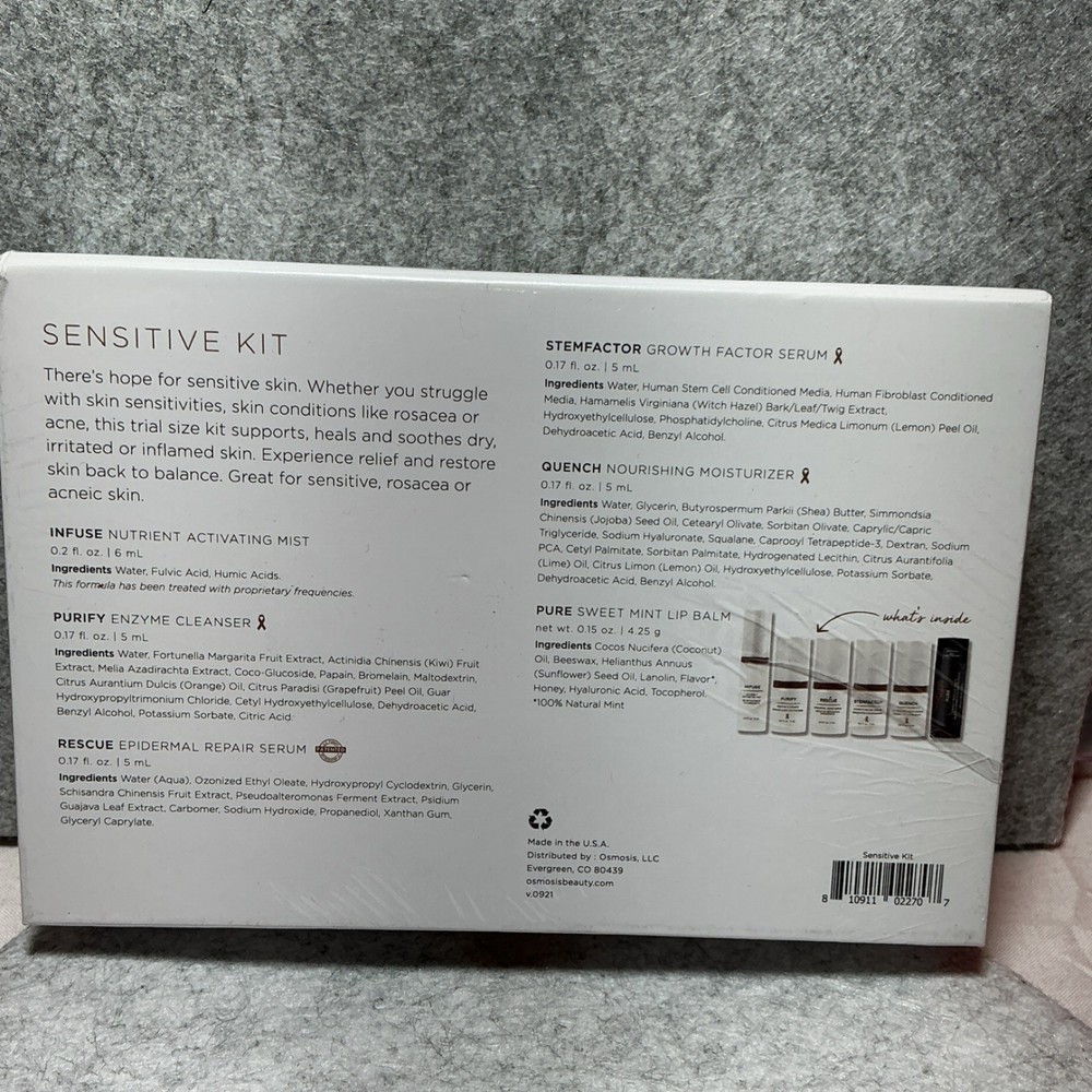 Osmosis Sensitive Kit Skin Care Set for Face & Lips - Includes Infuse, Purify, …