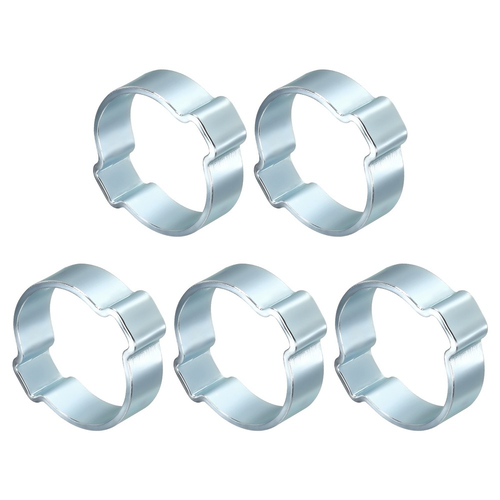 5 Pack Galvanizing Plate Double Ear Hose Clamps, Working Range 21-25mm