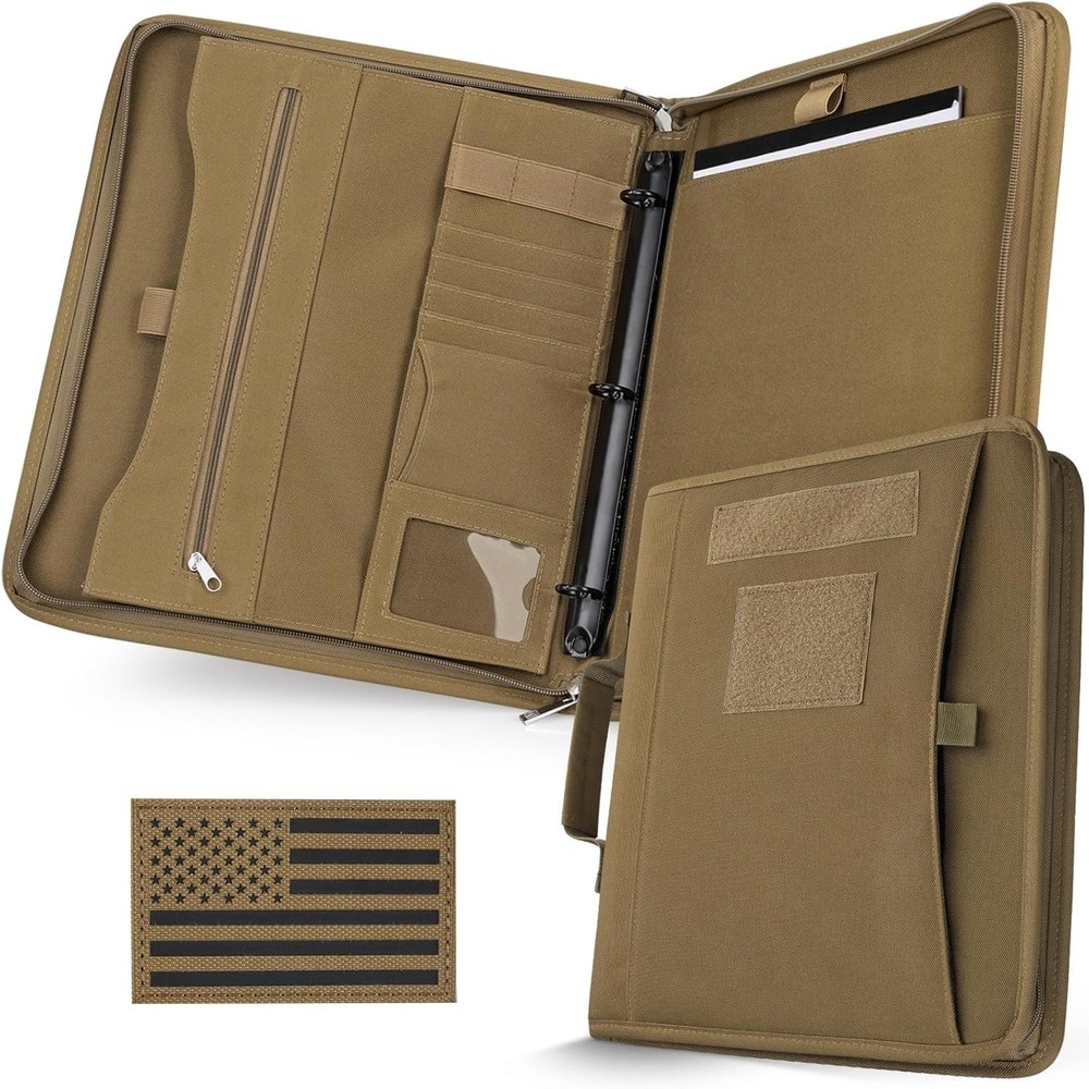 Padfolio Binder Detachable 3-Ring Binder Planner Zip Tactical Notebook Cover