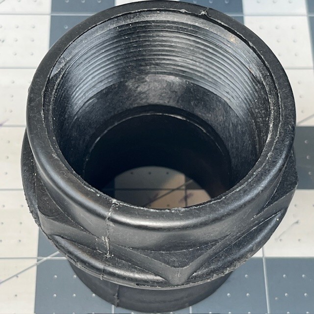 2" Cam Lock (A) x 4" Hose Barb (E) Polypropylene Fittings.