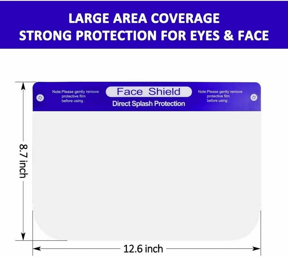 10 Pack Reusable Face Shield Adjustable, Elastic Headband Clear Visor.