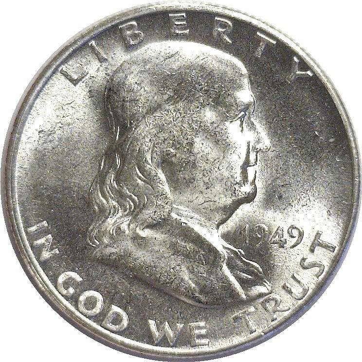 1949-S 50C Franklin Silver Half Dollar Uncirculated