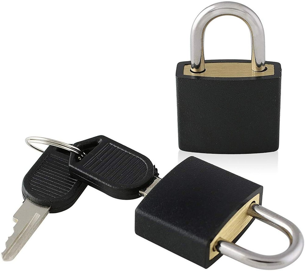 Small Mini Durable ABS Cover Solid Brass Body Individually Keyed Padlock 8pc BLK