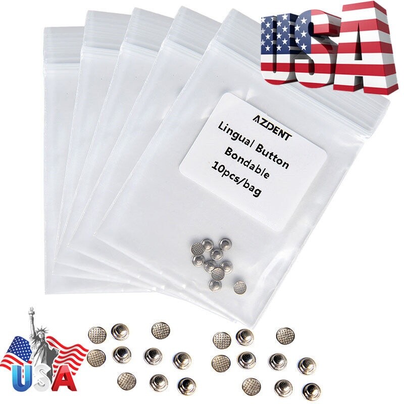 8Type AZDENT Dental Orthodontic Lingual Buttons Bondable Round Base/Rectangular