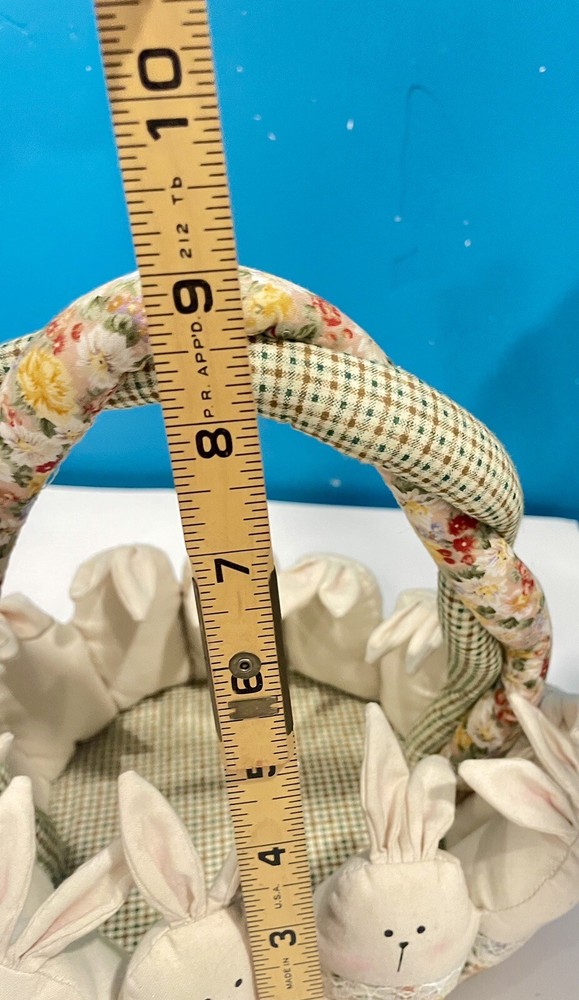 Handmade Fabric Easter Basket Circled With Bunnies