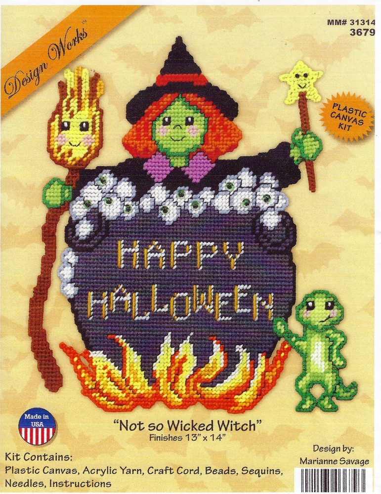 NOT SO WICKED WITCH WALL HANGING 7ct  plastic canvas PATTERN  (#TF0442)