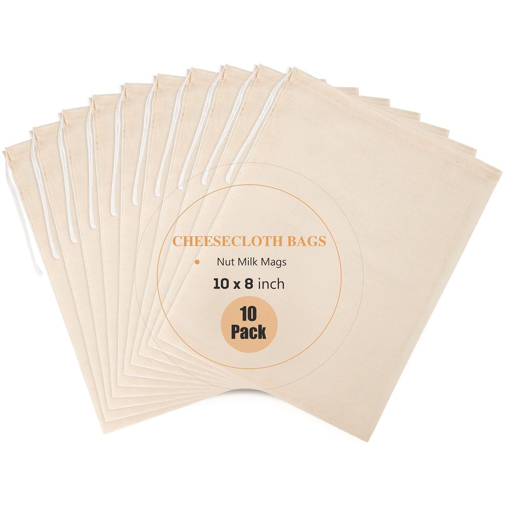 10 Pack Nut Milk Bag 8x10 Reusable Cheesecloth Strainer