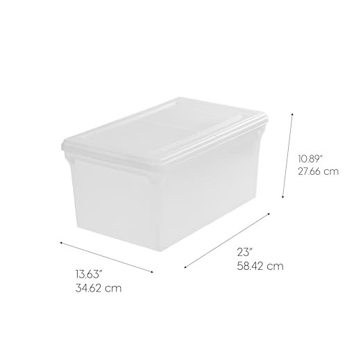 File Box, File Organizer w/Hinged Split Lid for Letter File, Wing Lid - 4 Pack