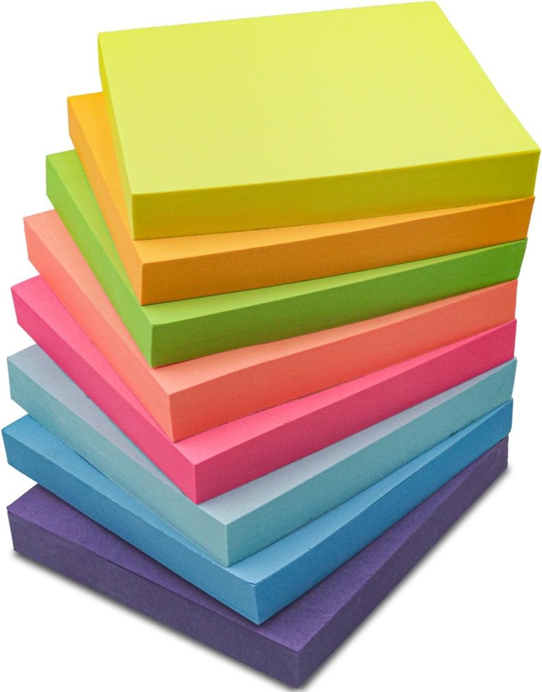 Stiy Notes, Stiy Pads 100 Sheet/Pad, Bulk Stiy Note Pads, Multicolor