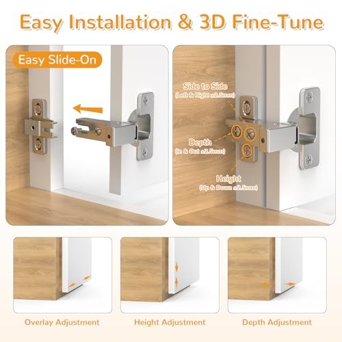Pack Face Frame Inset Cabinet Hinges, Soft Close 105° Insert Concealed 4