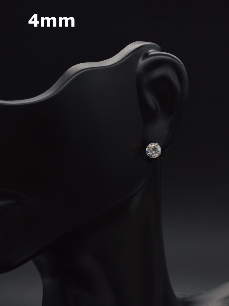 14K Solid Yellow Gold Round Stud Earrings sizes 4-10MM