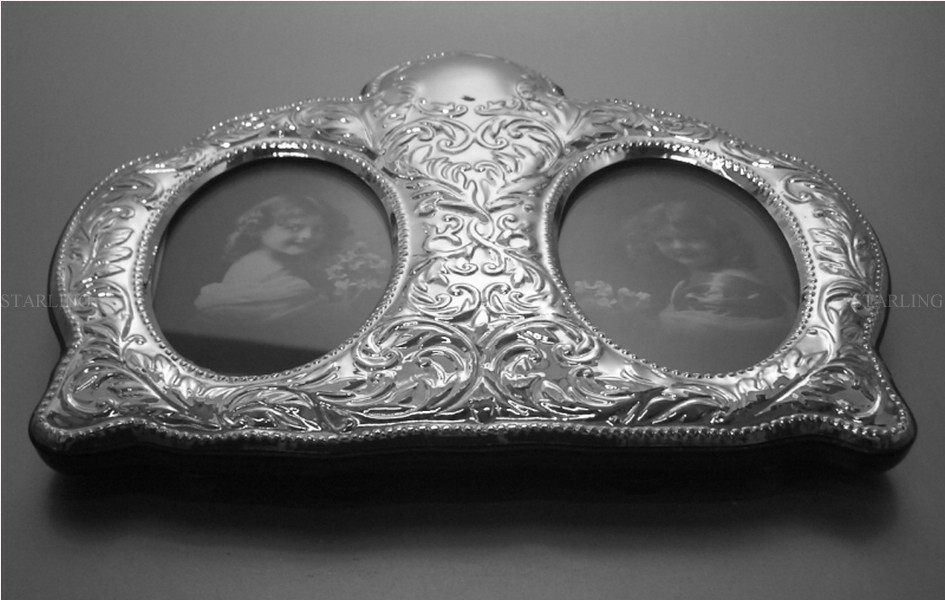 Victorian Silver Frame Photo Frame 925 Sterling Silver Mahogany Back-V2